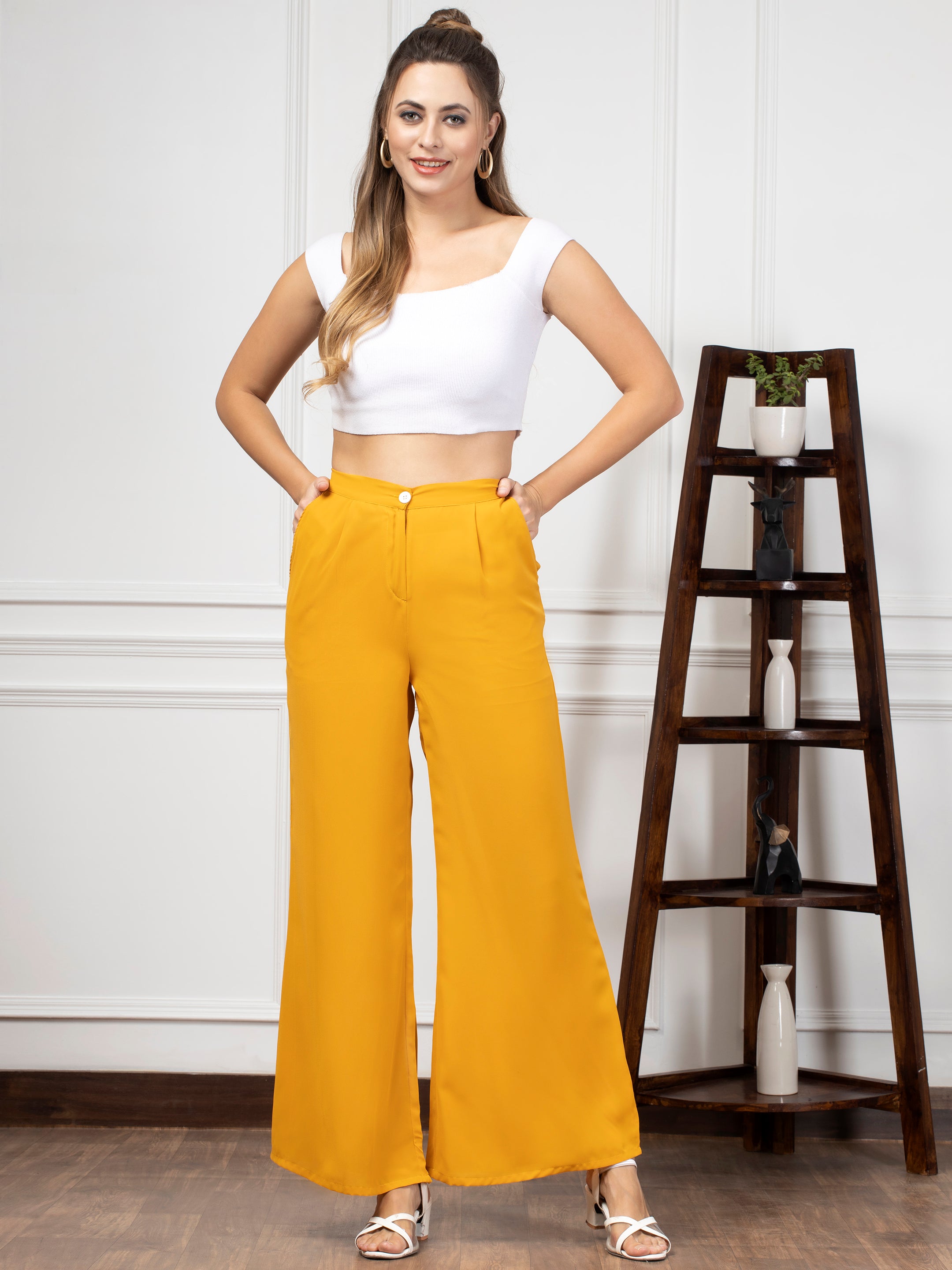 Buy Mustard Tailored Volume Pants Online  W for Woman