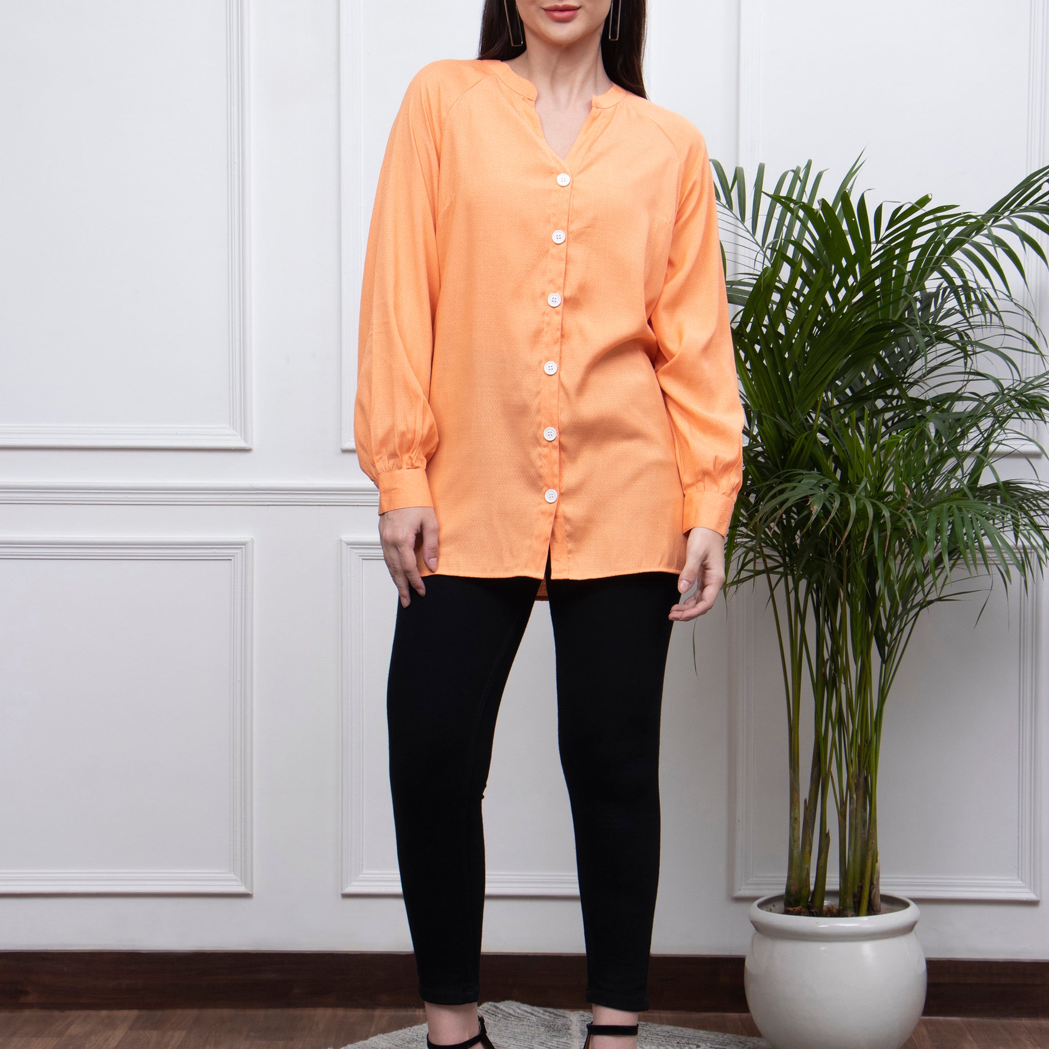 Women Orange Full sleeves shirt