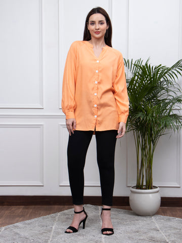 Women Orange Full sleeves shirt
