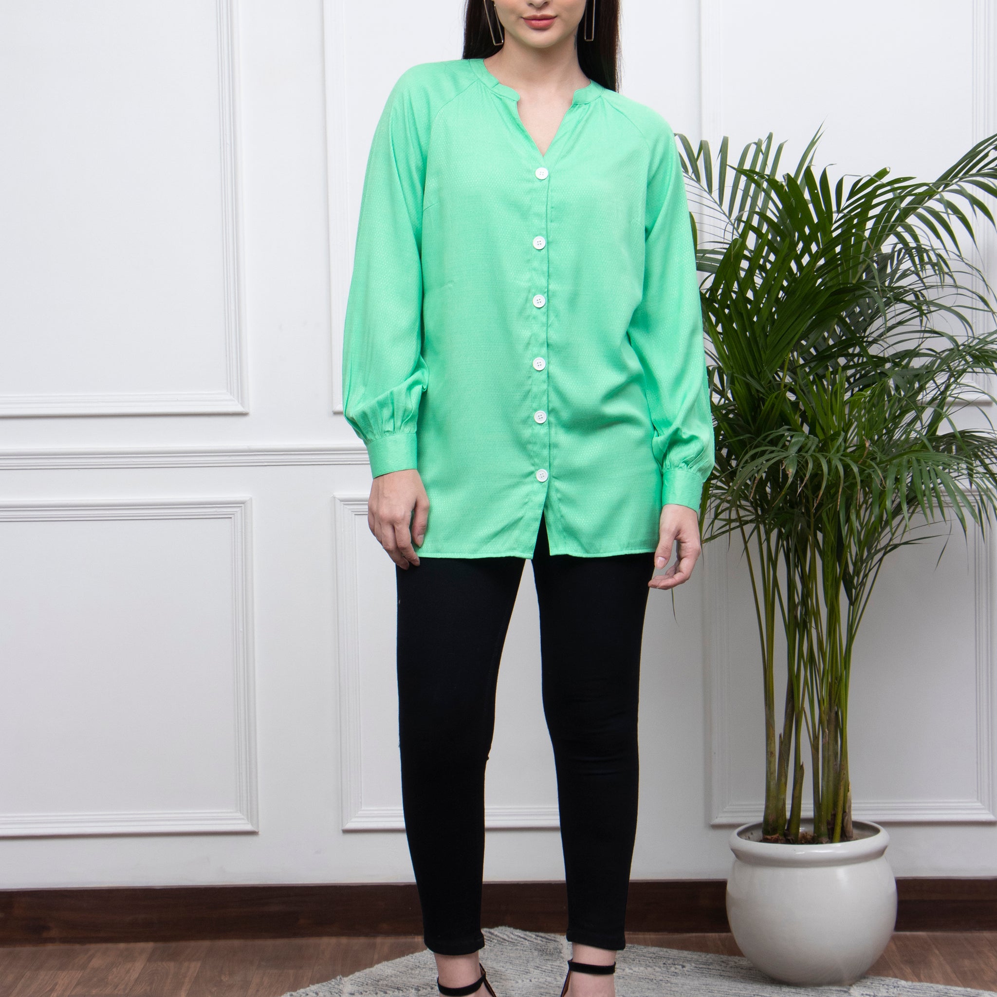 Women Green Full sleeves shirt