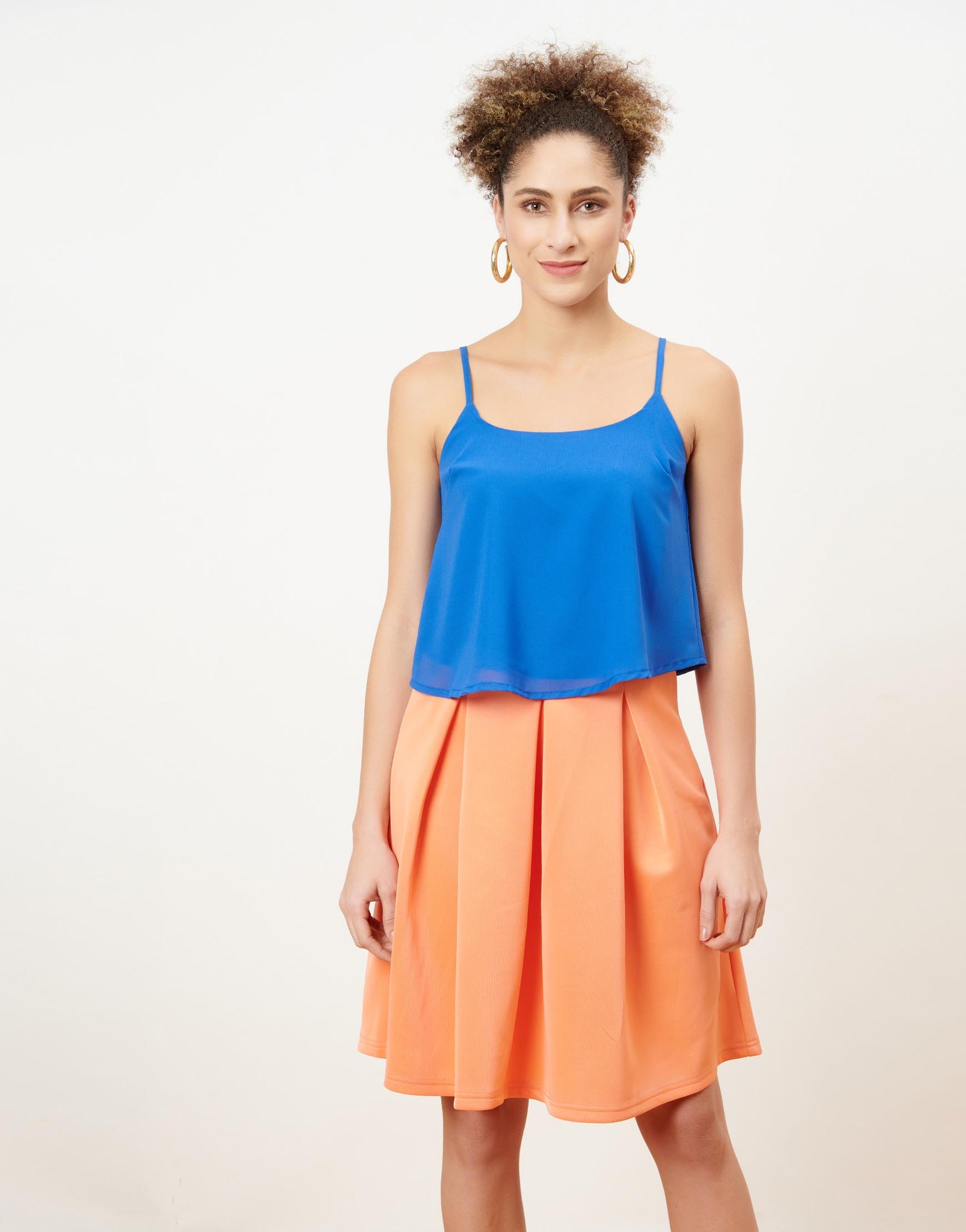Blue Sleeveless Crop Top & Skirt Co-ord Set
