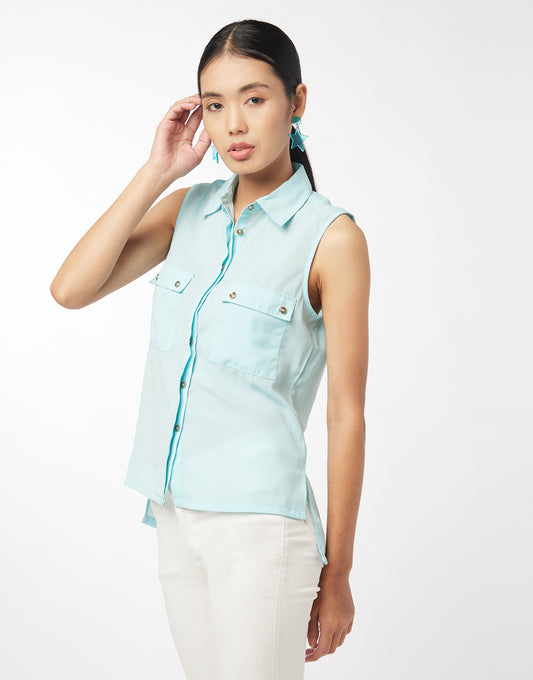Light Blue Sleeveless Shirt
