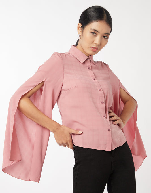 Pink Cape Sleeve Shirt