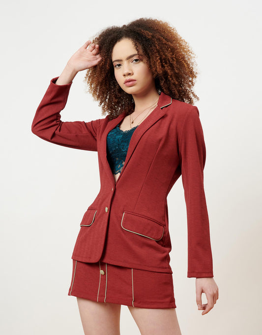 Red Two Button Blazer Jacket & Skirt co-ord set