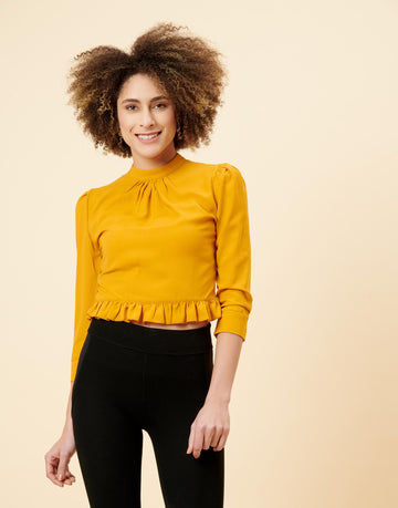 Yellow Ruffle Detail Top