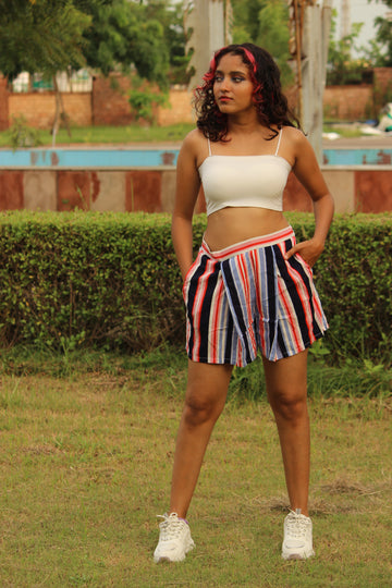 Striped Flared shorts