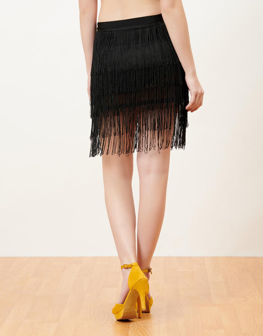 Black Tassel Mini Skirt